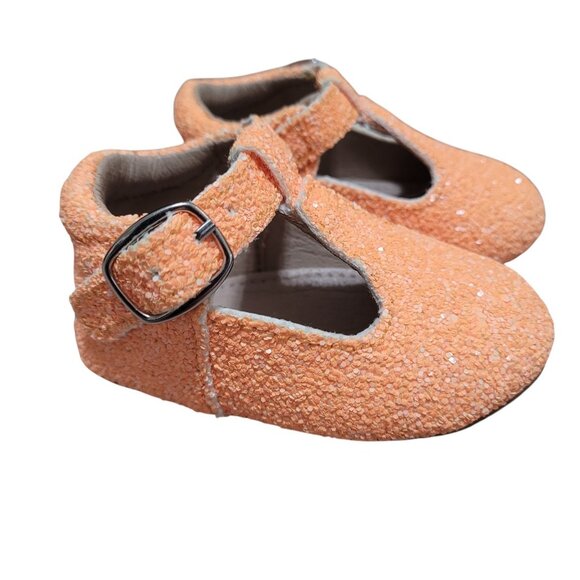 A Bear Co Toddler Size 3 Neon Orange Glitter T-Strap Flats - Picture 3 of 12
